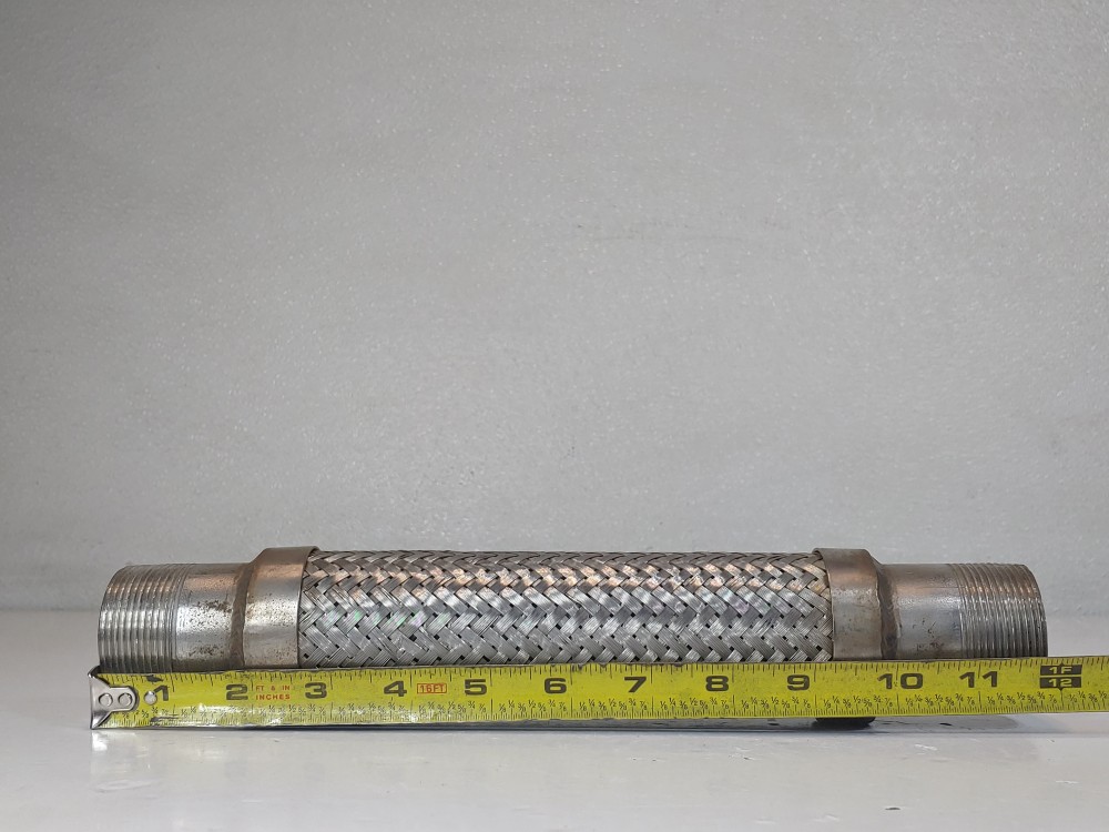 Braided Hose 2" x 12" 304, Fitting 1-1/2" MNPT Both Ends