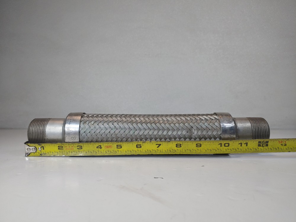 Braided Hose 2" x 12-1/2" 304, Fitting 1-1/4" MNPT Both Ends