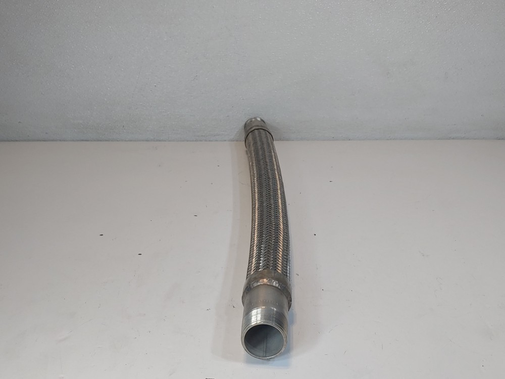 Braided Flex Hose 1-1/2" x 24-1/4" 304, Fitting 1-1/4" MNPT Both Ends 316L