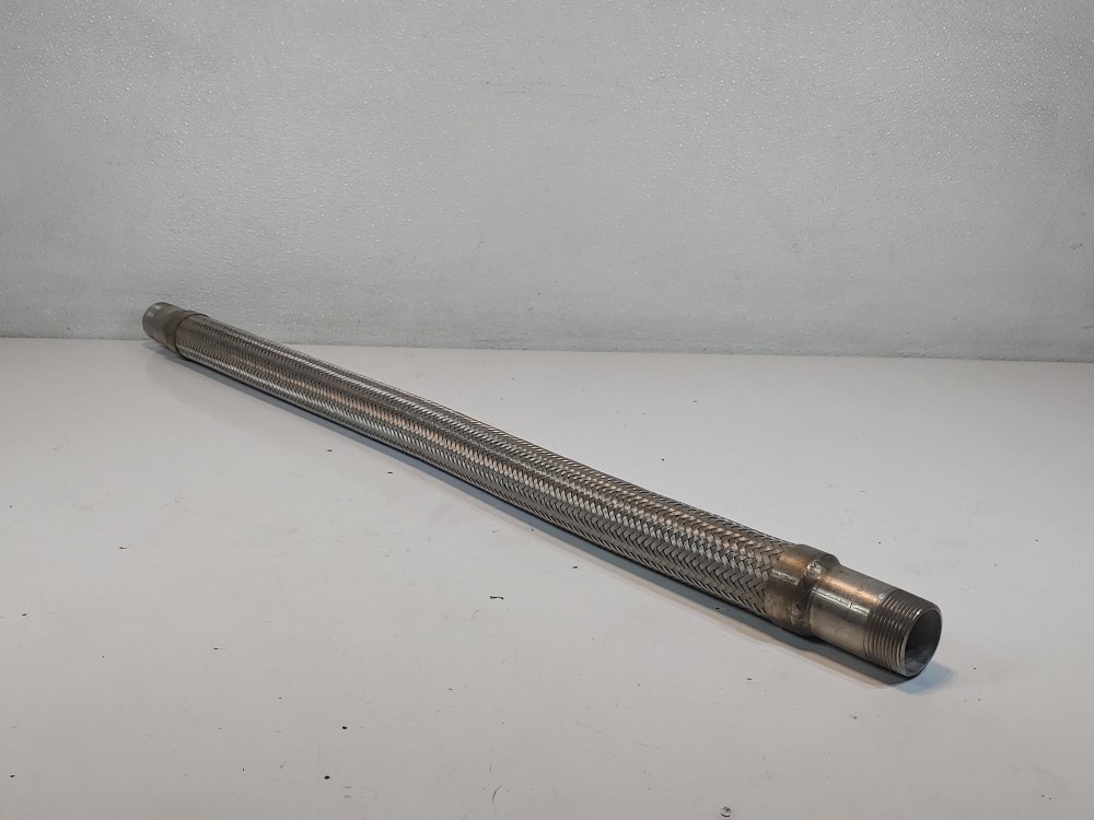 Braided Flex Hose 1-1/2" x 36-1/4" 304, Fitting 1-1/4" MNPT Both Ends 316L
