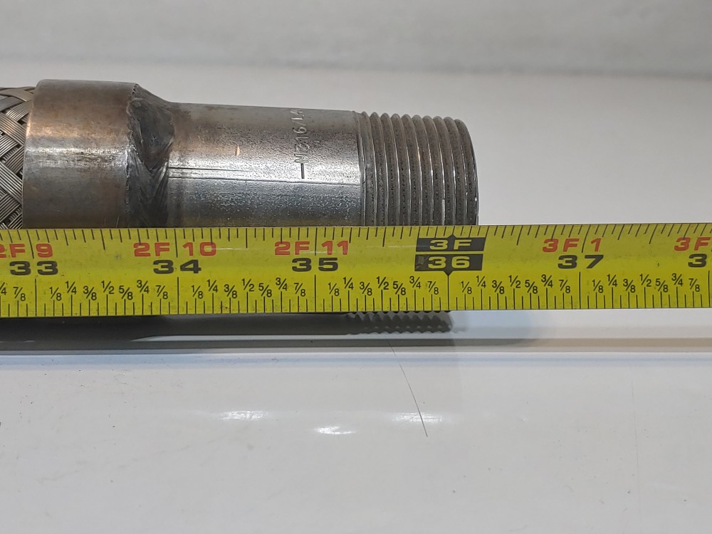 Braided Flex Hose 1-1/2" x 36-1/4" 304, Fitting 1-1/4" MNPT Both Ends 316L