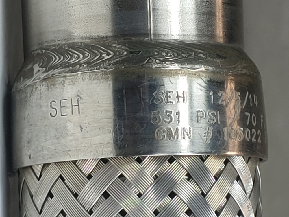 Braided Flex Hose 2" x 36" 304, Fitting 1-1/2" MNPT Both Ends 316L