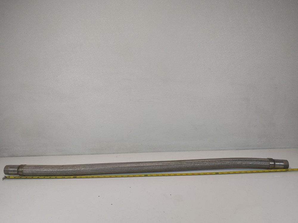 Braided Flex Hose 1-1/2" x 48" 316L, Fitting 1-1/4" MNPT Both Ends 316L 