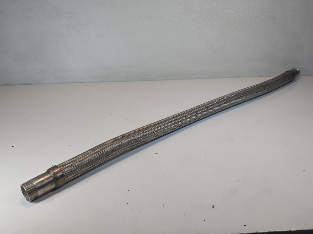 Braided Flex Hose 1-1/2" x 48" 316L, Fitting 1-1/4" MNPT Both Ends 316L 