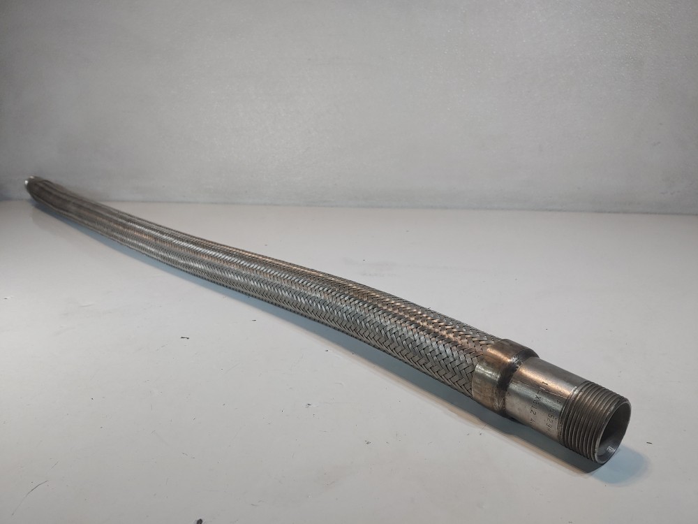 Braided Flex Hose 1-1/2" x 48" 316L, Fitting 1-1/4" MNPT Both Ends 316L 