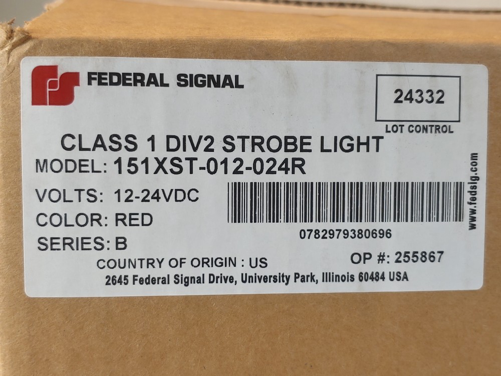 Federal Signal 151XST Hazardous Location Strobe Light Model #151XST-012-024R
