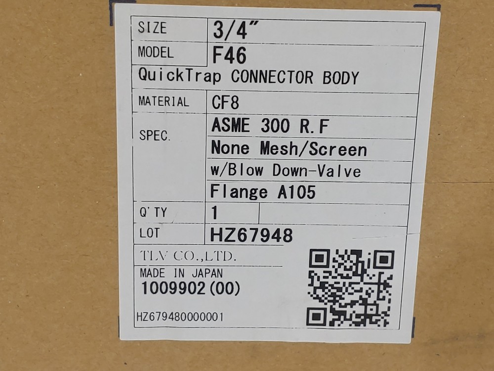 TLV 3/4" NPT F26 Quick Trap Connector Body w/Blow Down Valve