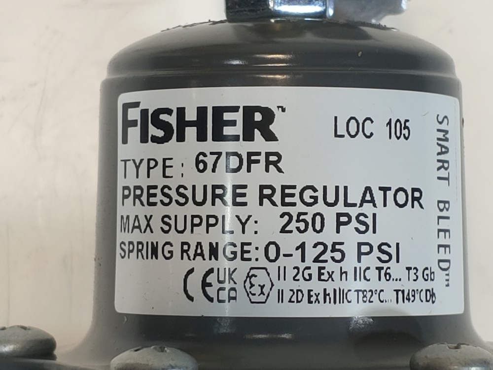 Fisher 67DFR Pressure Regulator 250 PSI Smart Bleed LOC 105