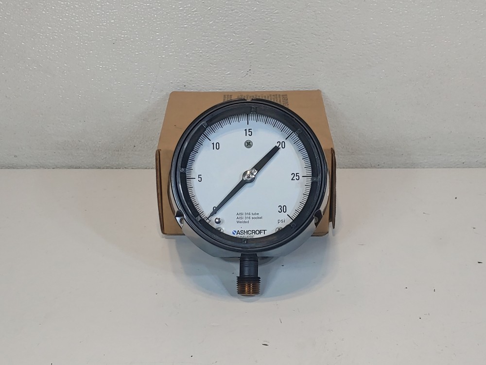 Ashcroft 45-1279-SS-04L Pressure Duraguage 0-30PSI, 4.5 Dial 1/2" NPT LM