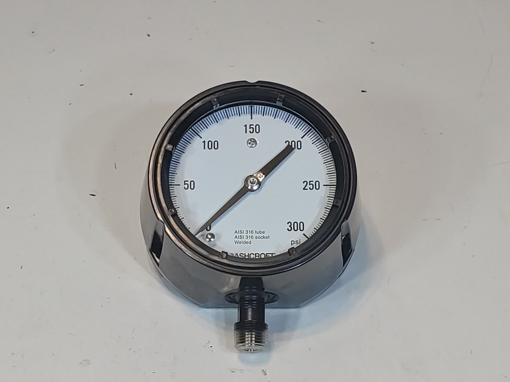 Ashcroft 45-1279-SS-04L-300# Pressure Duraguage 0-300psi 4.5 Dial 1/2" NPT LM