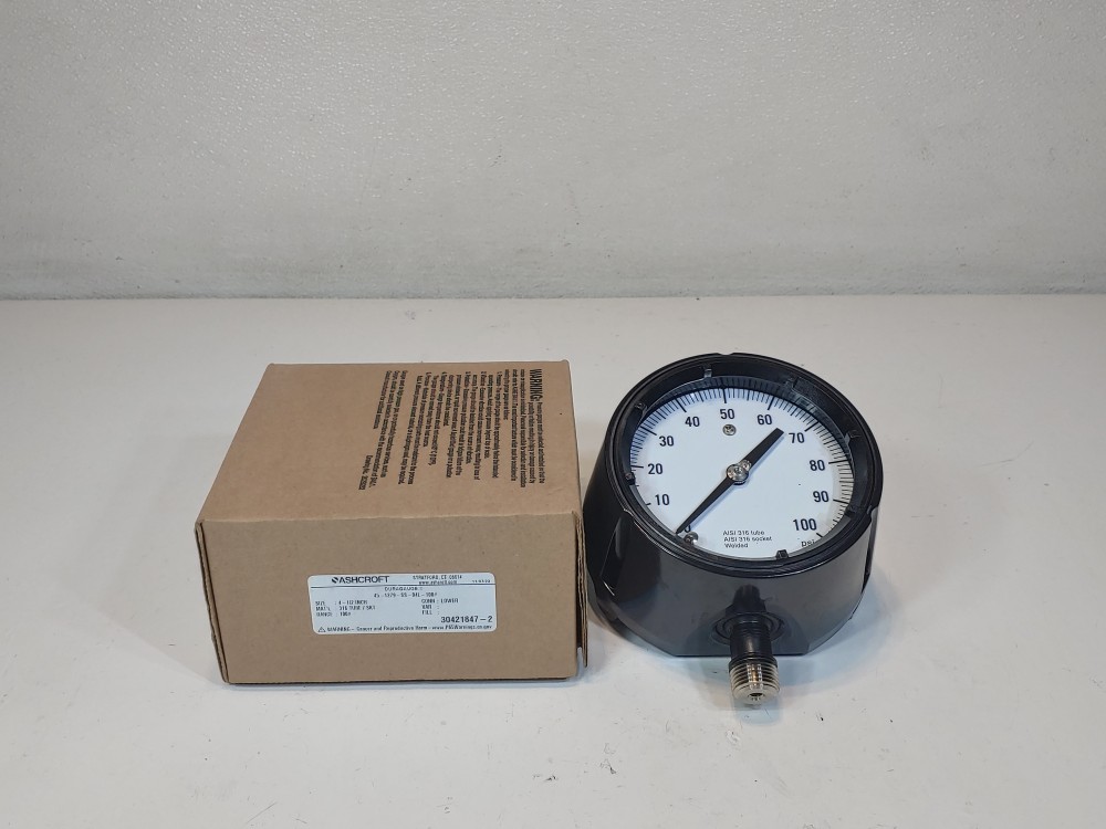 Ashcroft 45-1279-SS-04L-100# Pressure Duraguage 0-100PSI, 4.5 Dial 1/2" NPT LM