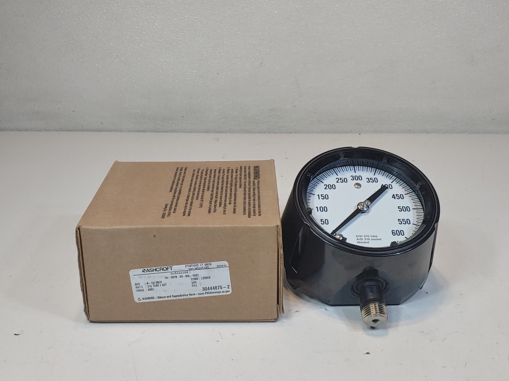 Ashcroft 45-1279-SS-04L-600# Pressure Duraguage 0-600PSI, 4.5 Dial 1/2" NPT LM