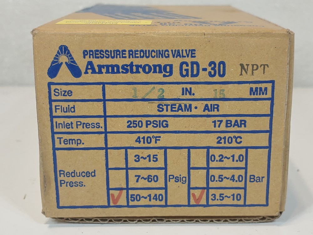 Armstrong GD-30 1/2" NPT Pressure Regulating Valve  3-15 PSIG