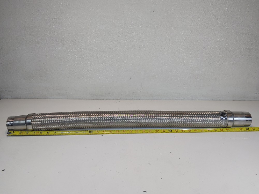 Braided Flex Hose 2-1/2" x 36-1/2" 316, 2" NTPT Both Ends 316L Fitting