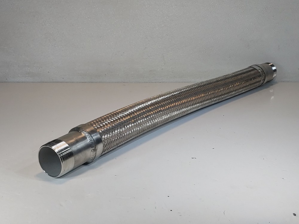 Braided Flex Hose 2-1/2" x 36-1/2" 316, 2" NTPT Both Ends 316L Fitting