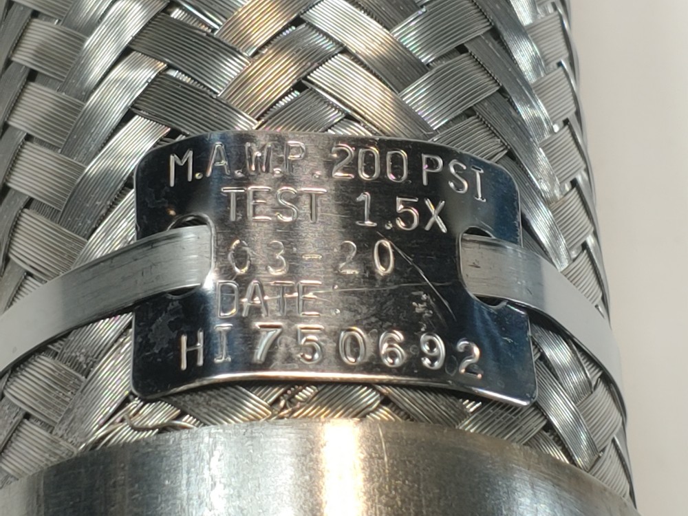 Braided Flex Hose 2-1/2" x 36-1/2" 316, 2" NTPT Both Ends 316L Fitting