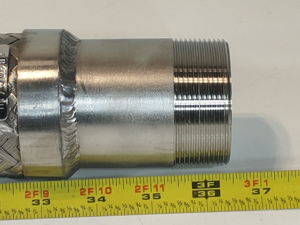 Braided Flex Hose 2-1/2" x 36-1/2" 316, 2" NTPT Both Ends 316L Fitting