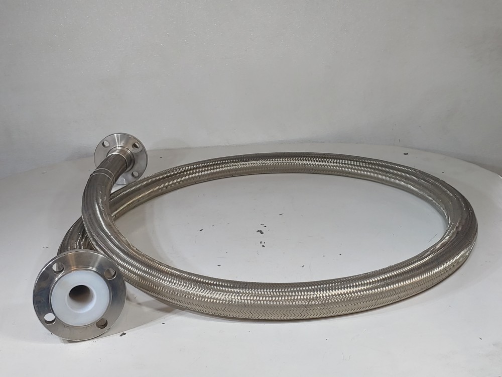 Triplex Braided Flex Hose 1" x 12' 304 Hose w/ (2) 2" 150# 316 Floating Flange 