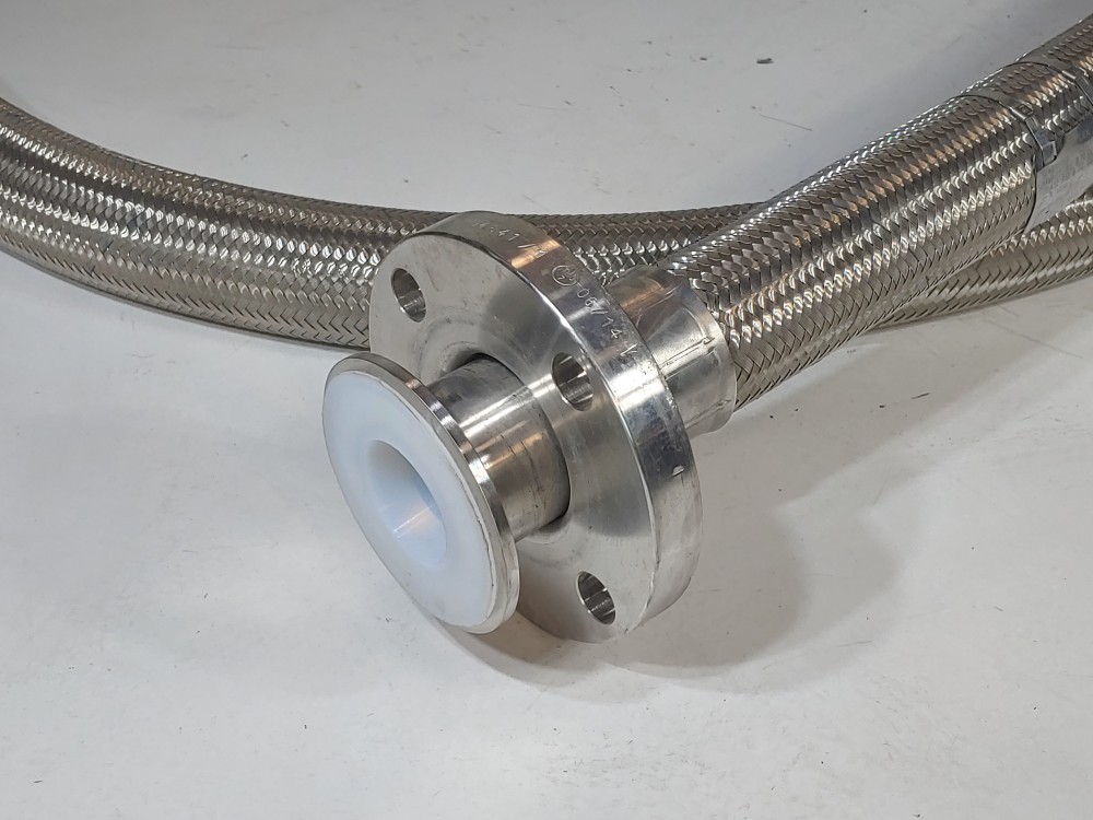 Triplex Braided Flex Hose 1" x 12' 304 Hose w/ (2) 2" 150# 316 Floating Flange 
