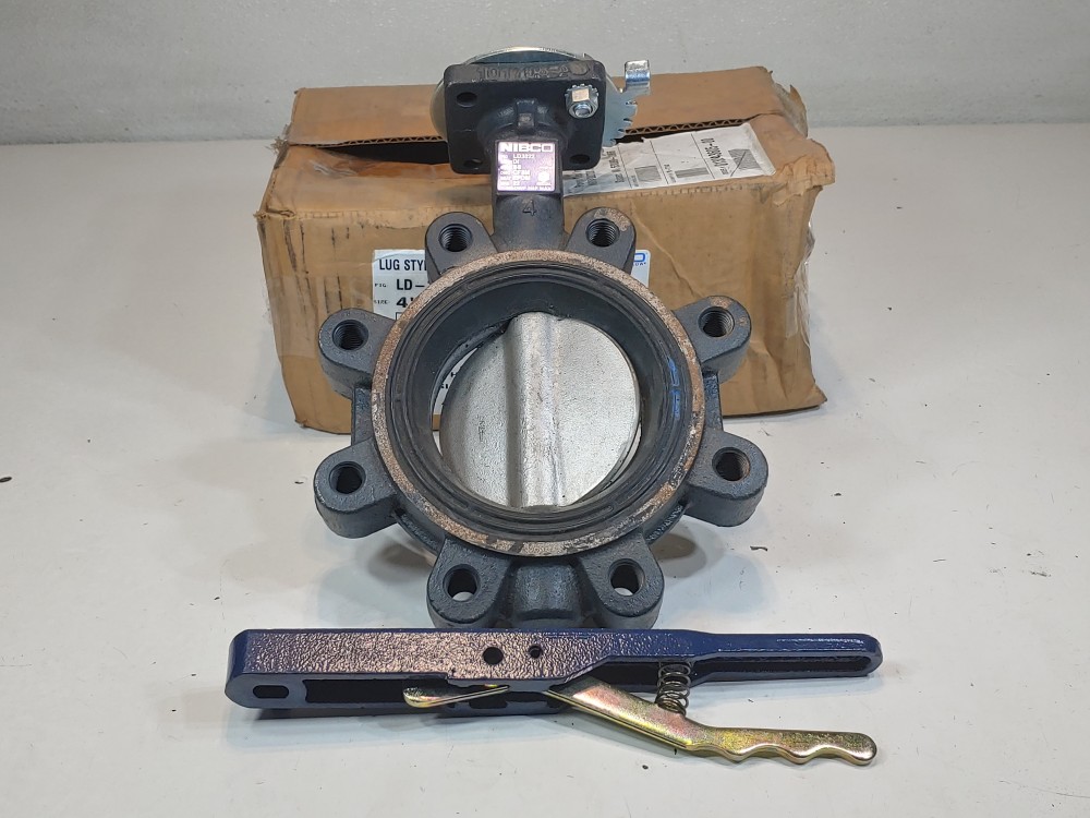 NIBCO 4" 250 PSI Lug Style Butterfly Valve LD-3022-3 w/ Lever Lock Handle 