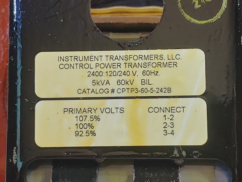 Instrument Transformer CPTP3-60-5-242B Control Power X-former 2400V: 120V/240V 