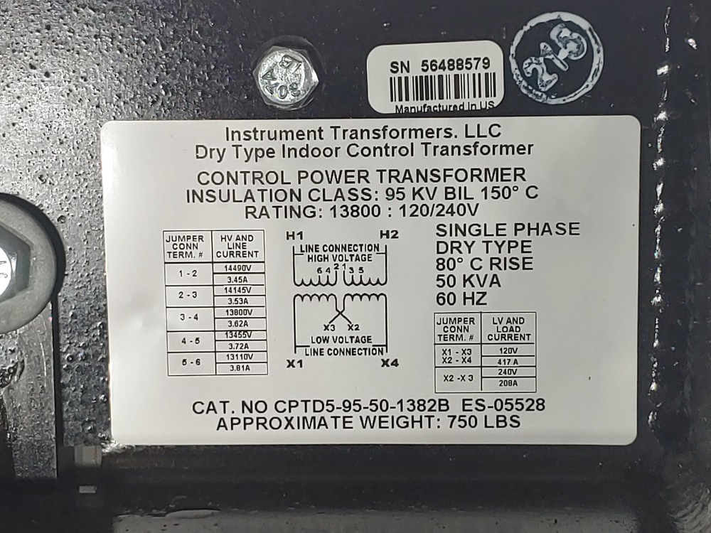 Instrument Transformer CPTD5-95-50-1382B Control Power Transformer Single Phase