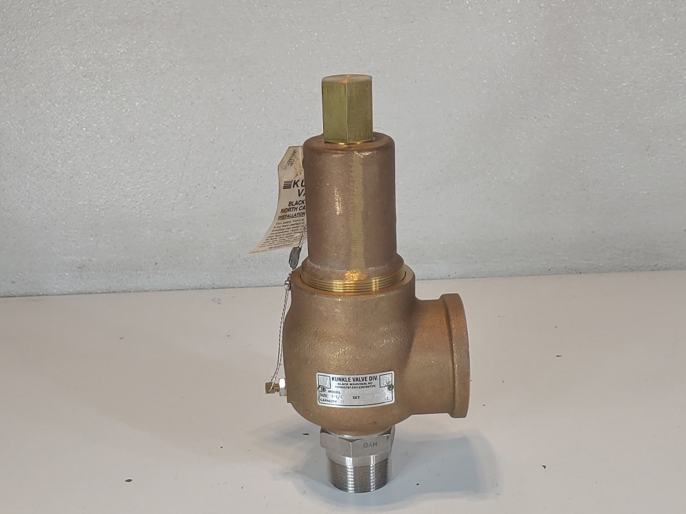 Kunkle 1-1/4" X 2" Safety Relief Valve Model#: 913BGFM01-JE, 50 PSIG