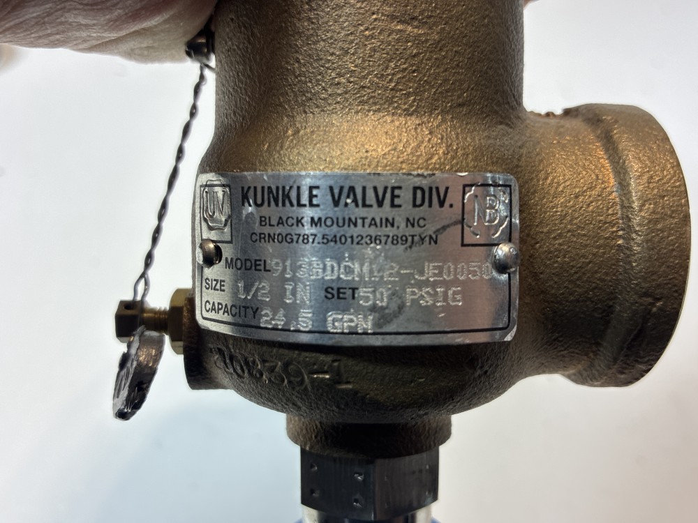 Kunkle 1/2" X 1" Safety Relief Valve Model#: 913BDCM12-JE0050