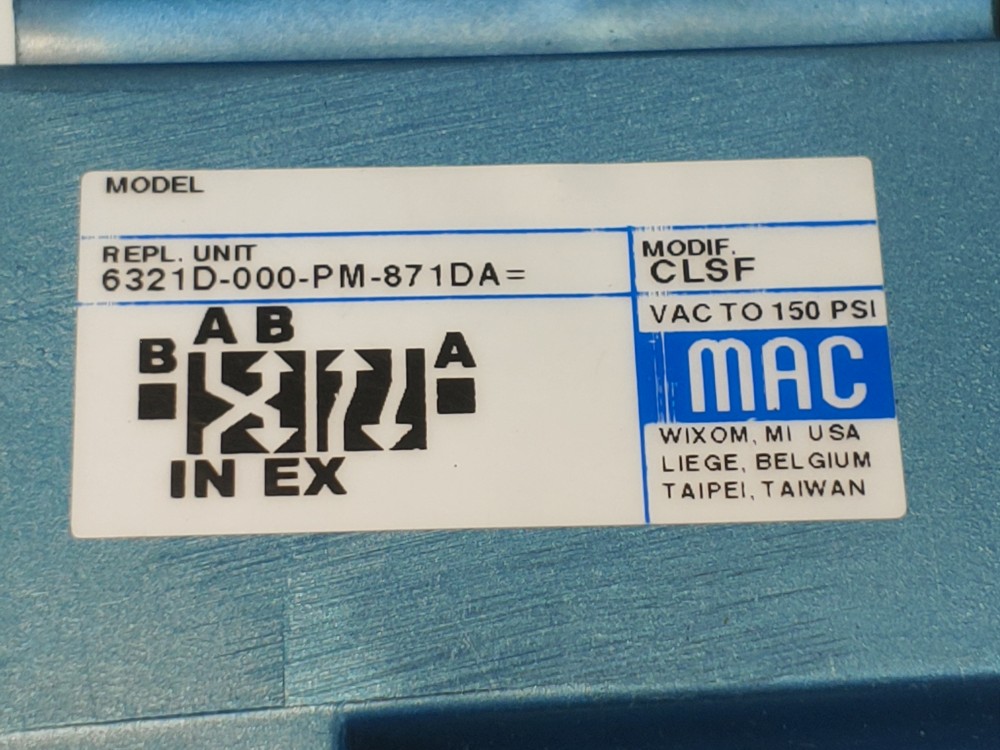MAC 6321D-000-PM-871DA Pneumatic Solenoid System