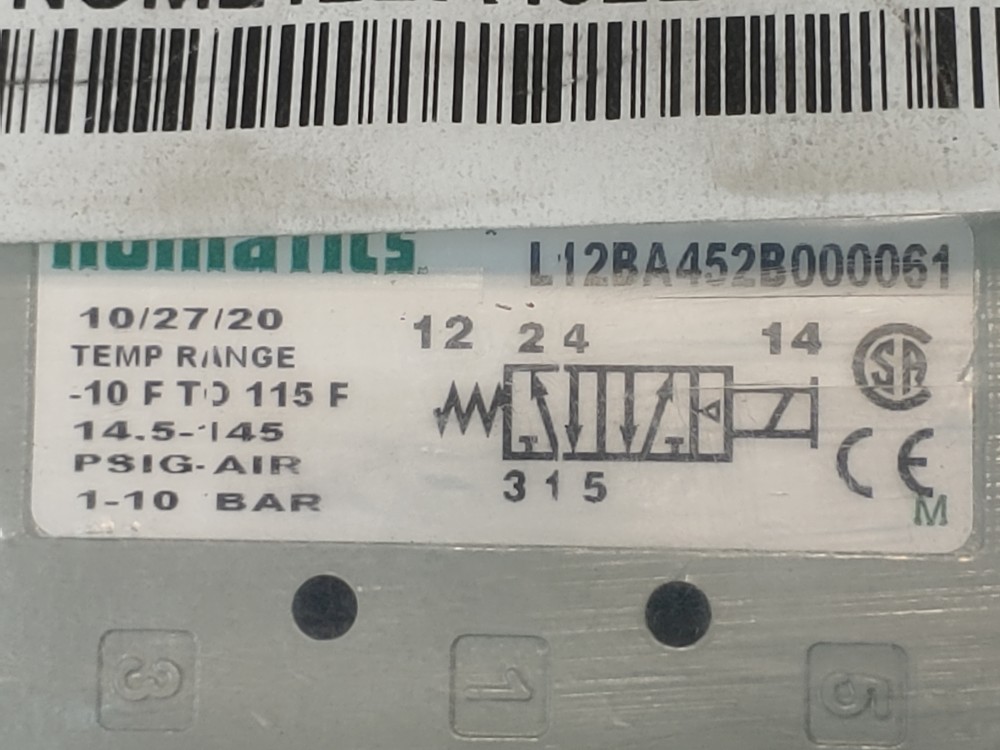 Numatics Pneumatic 4-Way Dual Coil Valve L12BA452B000061 / 226-749B