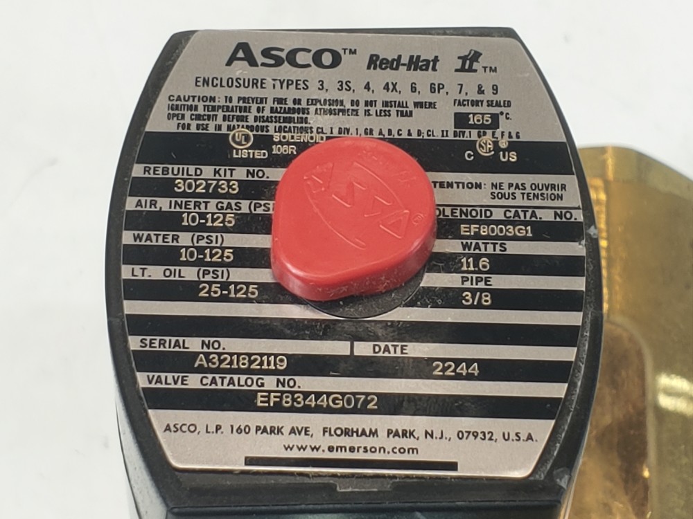 Asco 3/8" 4-Way Solenoid Valve EF8003G1 / EF8344G072