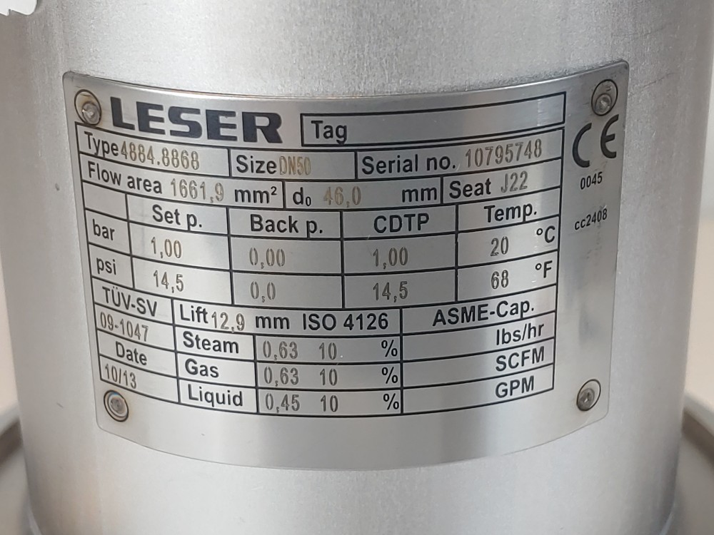 Leser 4884.8868 Pressure Relief Valve
