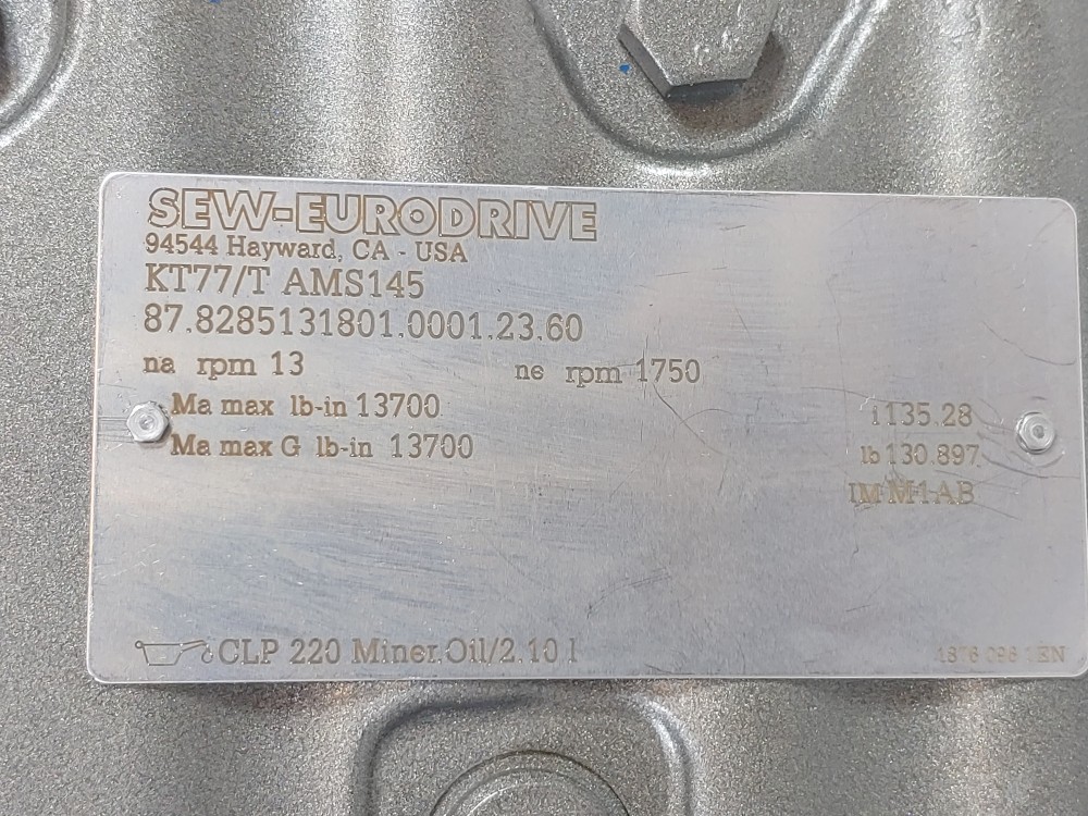 Sew-Eurodrive Gearbox  1750RPM, Type KT77/T AMS145