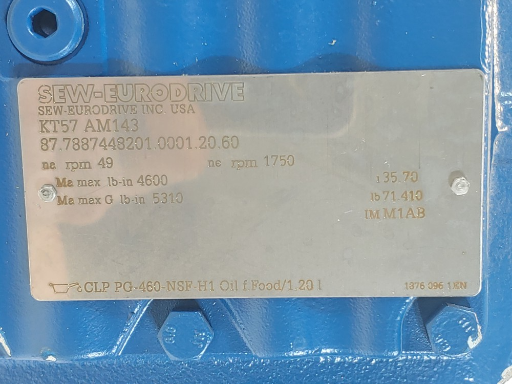 Sew-Eurodrive Gearbox  1750 RPM, Type KT57 AM143