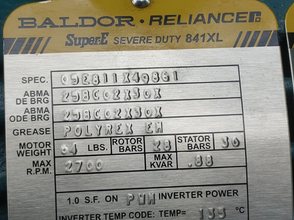 Baldor Reliance 2HP Severe-E Washdown Duty Motor 1750 RPMS ECP83587T-4