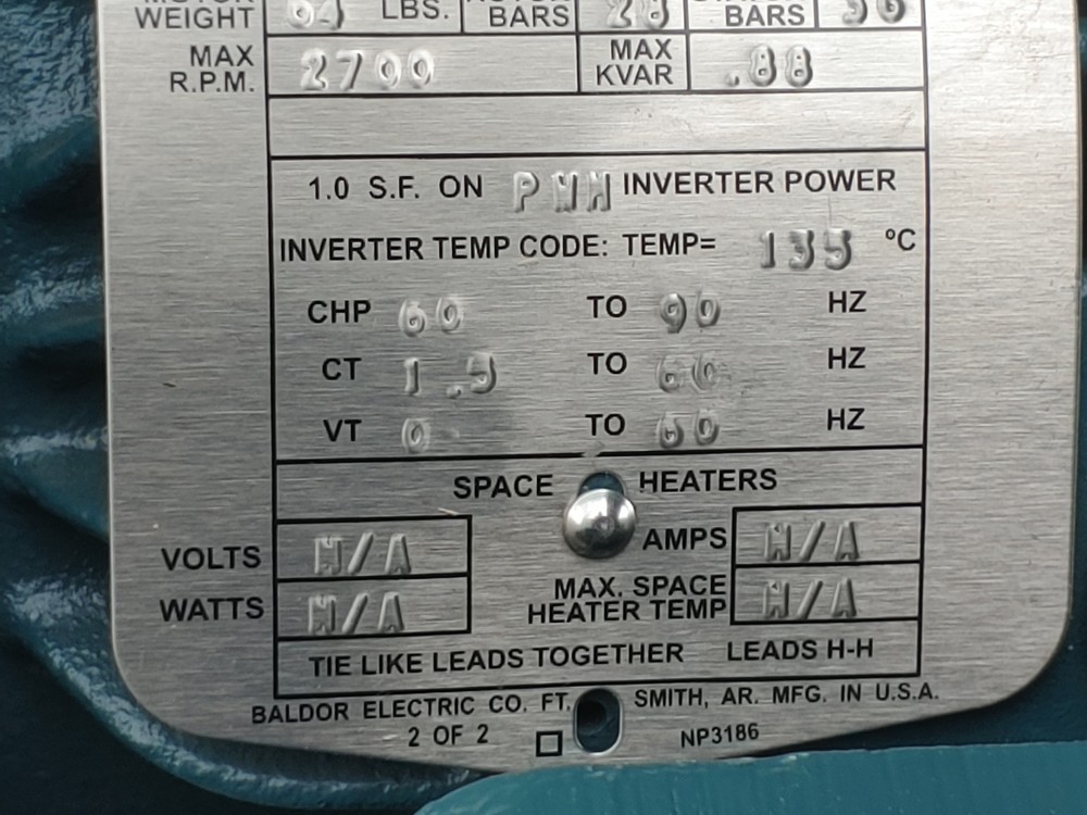 Baldor Reliance 2HP Severe-E Washdown Duty Motor 1750 RPMS ECP83587T-4