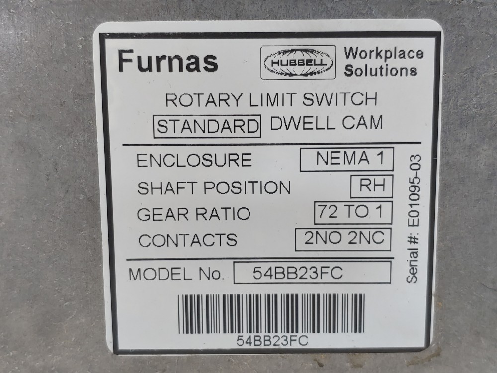 Hubbell Rotary Limit Switch 72:1 Gear Ratio, Model#: 54BB23FC