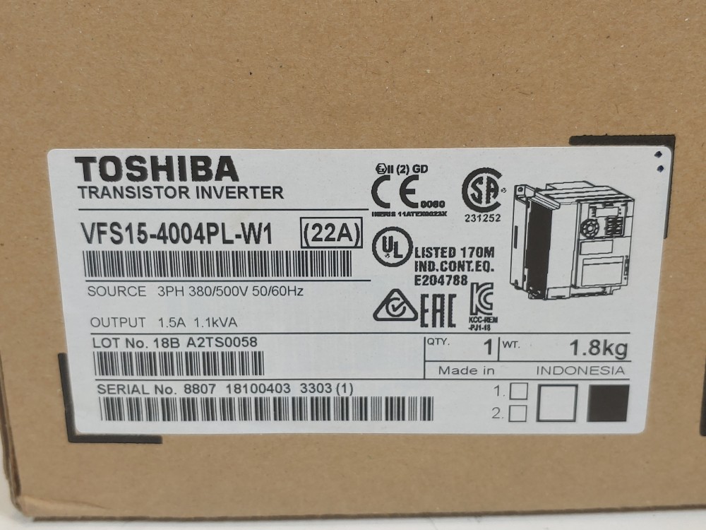Toshiba Transistor Inverter 3HP Model#: VFS15-4004PL-W1
