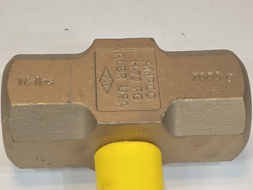 Ampco H-73 Aluminum Bronze, Non-Sparking Sledge Hammer, Fiberglass Handle