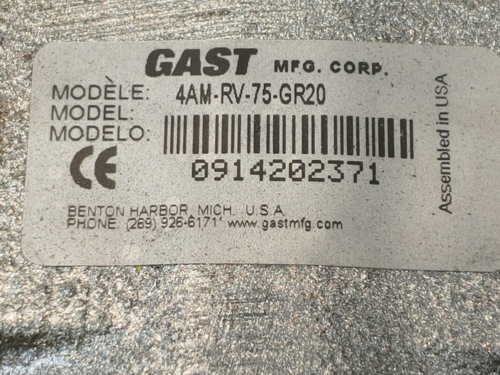 Gast Reversible Air Motor 4AM-RV-75-GR20