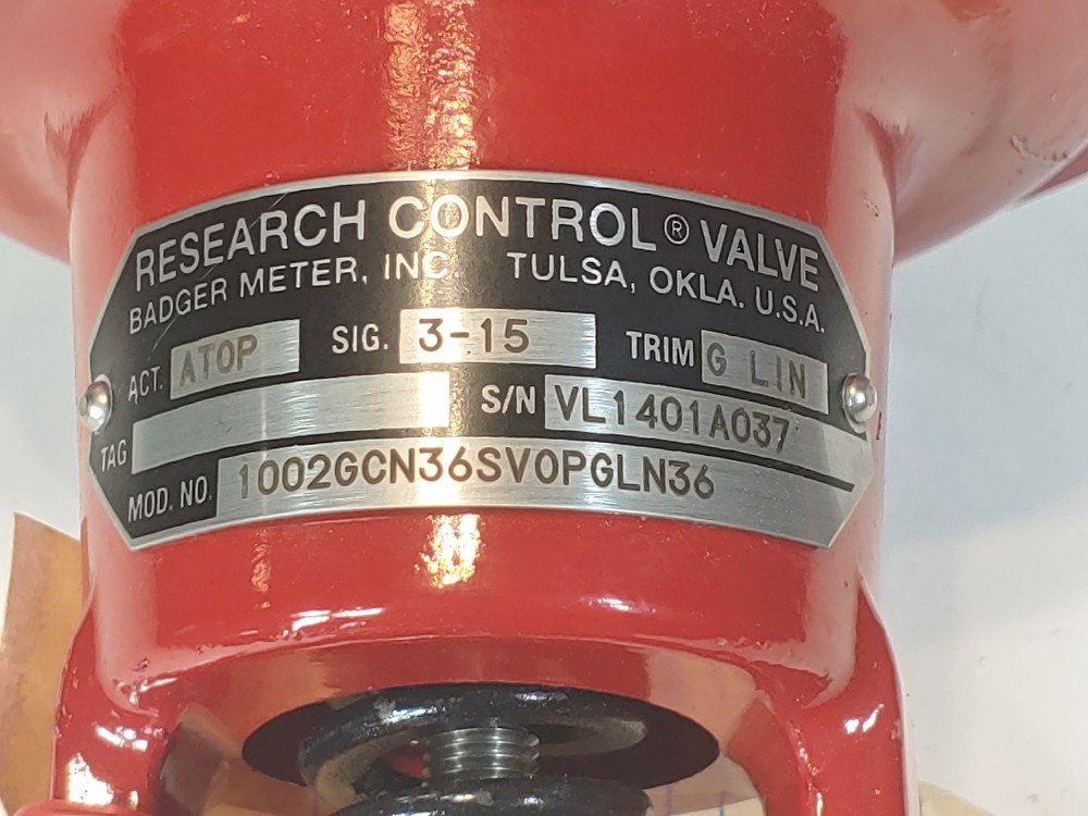 Badger Meter 1002GCN36SVOPGLN36 Valve Actuator w/1/2" X 1/4" Control Valve 316