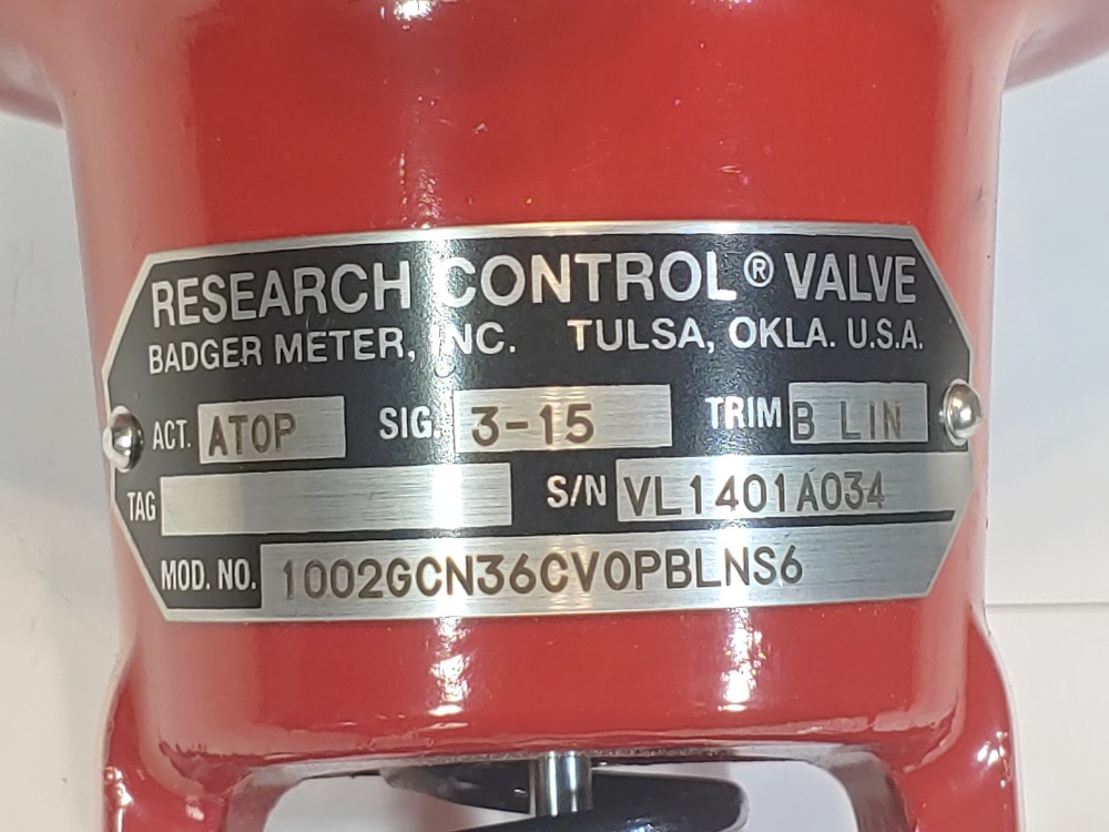 Badger Meter Research Control Valve Actuator 1002-GC-N-36-CV-OP-BLN-S6