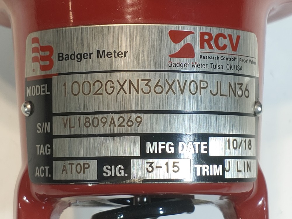 Badger Meter Research Control Valve Actuator 1002-GX-N-36-XV-OP-JLN-36