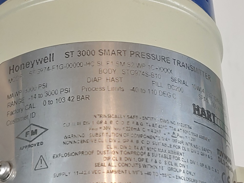 Honeywell ST 3000 Smart Pressure Dual Head Transmitter STG974-F1G-00000-HC, SL