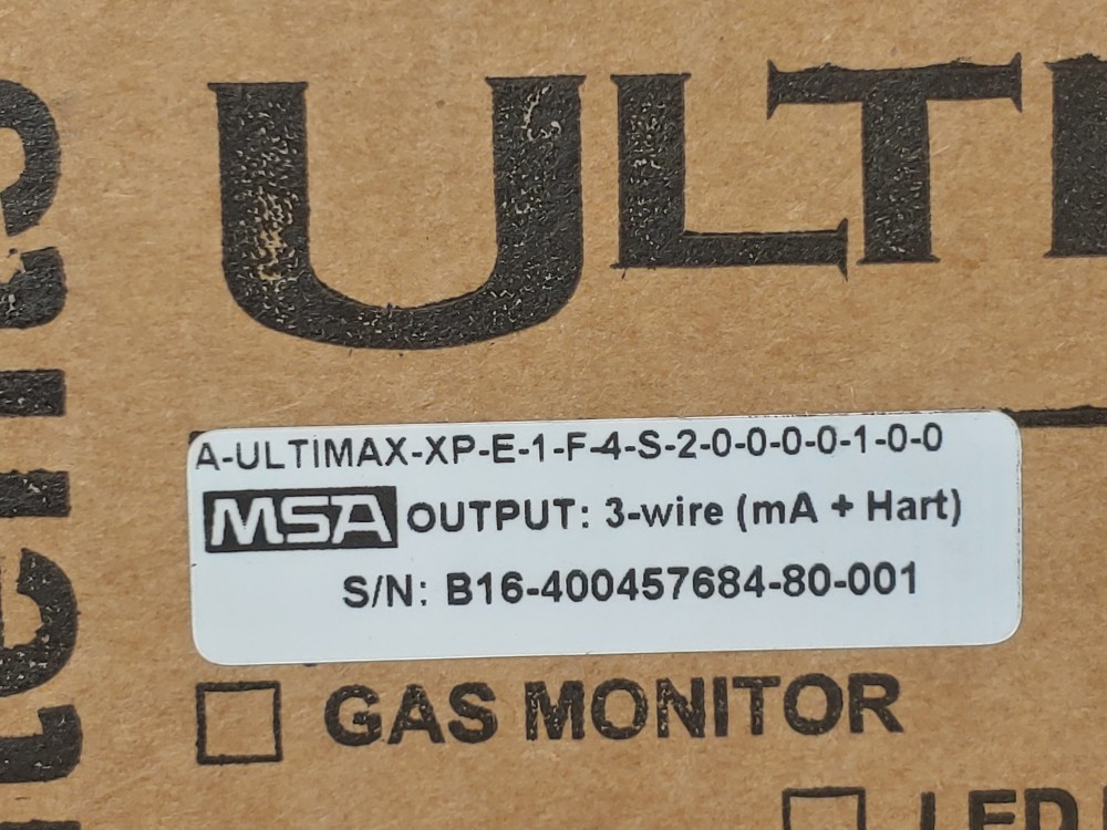 MSA Ultima XE Main Gas Monitor Model#: A-ULTIMAX-XP-E-1-F-4-S-2-0-0-0-0-1-0-0