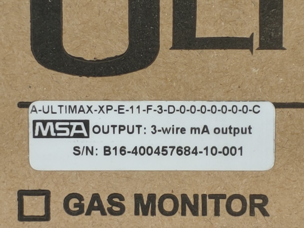 MSA Ultima X Series Remote Gas Sensor Model#: A-ULTIMAX-XP-E-11-F-3-D0000--0-0-C