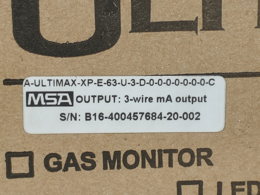 MAS Ultima X Series Gas Detector Model#: A-ULTIMAX-XP-E-63-U-3-D-0-0-0-0-0-0-0-C