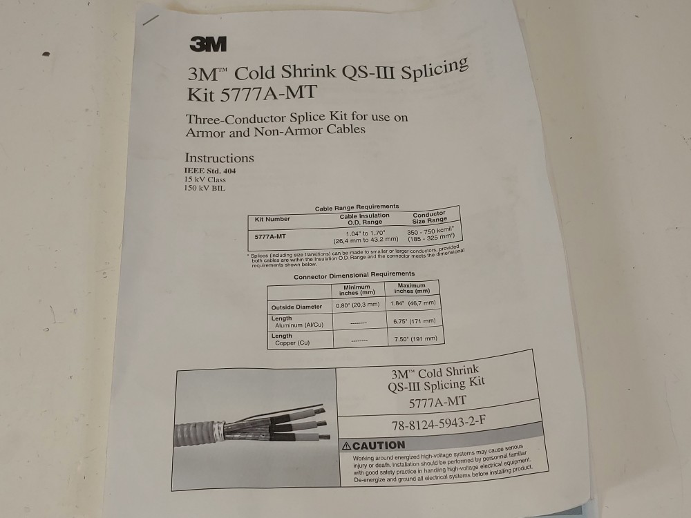 3M 5777A-MT QS-III 3 Conductor Splice Kit - P/N: 7100006809