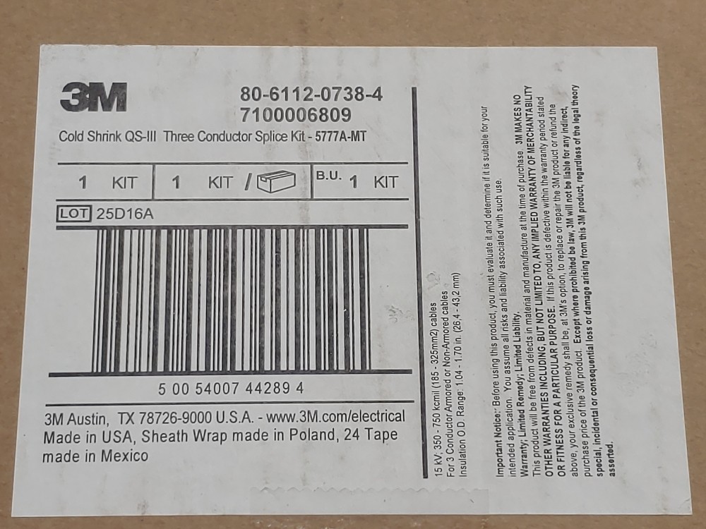 3M 5777A-MT QS-III 3 Conductor Splice Kit - P/N: 7100006809
