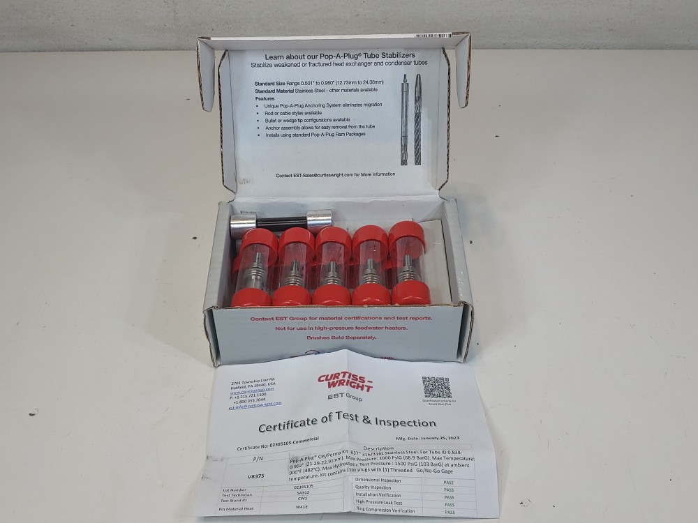 Curtiss-Wright V-837-S Pop-A-Plug Tube Plugging System CPI/Perma Kit